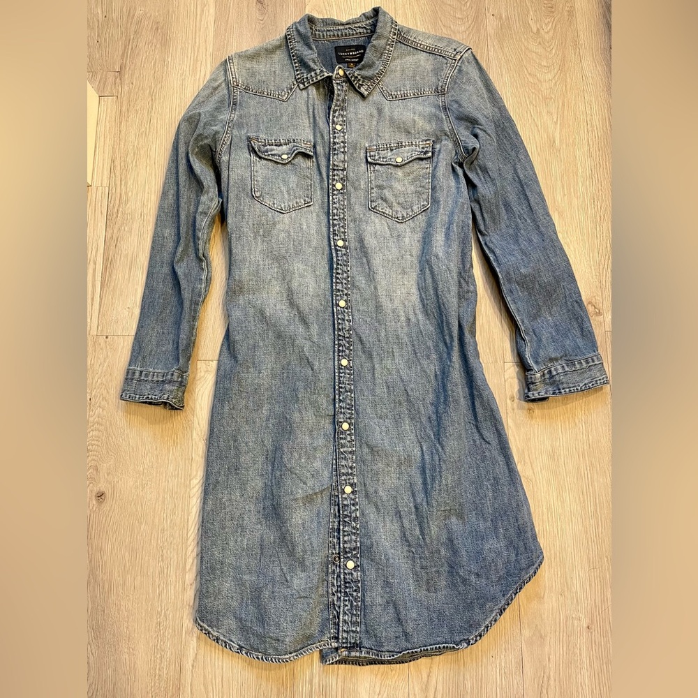 Long sleeve Lucky Brand jean women’s jean denim dress size medium
